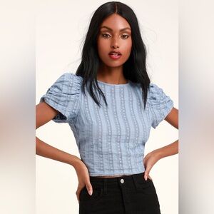 Free People Star Struck Light Blue Tie Back Tee Size S